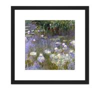 Claude Monet Water Lilies Painting 8X8 Inch Square Wooden Framed Wall Art Print Picture with Mount Artery8 Black One Size