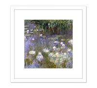 Claude Monet Water Lilies Painting 8X8 Inch Square Wooden Framed Wall Art Print Picture with Mount Artery8 White One Size