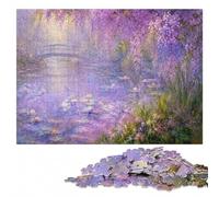 Claude Monet Water Lilies Wooden Puzzle for Adults, 500 Pieces | Jigsaw Puzzle Gift: piece-by-piece progress toward a clear completion goal on weekends.