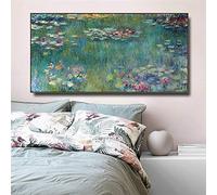 Claude Monet Water Lotus Canvas Paintings Reproduction Impressionist Art Posters and Print Wall Pictures for Home 50x100cm Frameless