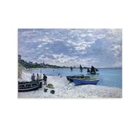 Claude Monet Works《The Beach at Sainte-Adresse》Printing Posters Printed Canvas Wall Art Paintings Contemporary Decor Artworks for Home 20x30inch(50x75cm)