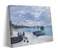 Claude Monet Works《The Beach at Sainte-Adresse》Printing Posters Printed Canvas Wall Art Paintings Contemporary Decor Artworks for Home 24x36inch(60x90cm)