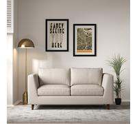 Claudia Angular Soft Brushed 2 Seater Feather Sofa with Dark Wood Legs Clay
