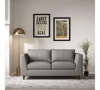 Claudia Angular Soft Brushed 2 Seater Feather Sofa with Dark Wood Legs Grey