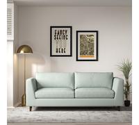 Claudia Angular Soft Brushed 3 Seater Feather Sofa with Dark Wood Legs aqua