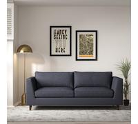 Claudia Angular Soft Brushed 3 Seater Feather Sofa with Dark Wood Legs Denim