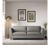 Claudia Angular Soft Brushed 3 Seater Feather Sofa with Dark Wood Legs Grey