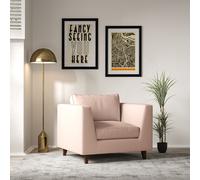 Claudia Angular Soft Brushed Feather Armchair with Dark Wood Legs Blush Pink