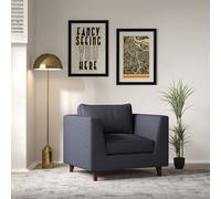 Claudia Angular Soft Brushed Feather Armchair with Dark Wood Legs Denim
