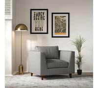 Claudia Angular Soft Brushed Feather Armchair with Dark Wood Legs Grey