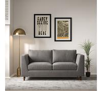 Claudia Angular Velvet 2 Seater Feather Sofa with Dark Wood Legs Elephant Grey