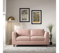Claudia Angular Velvet 2 Seater Feather Sofa with Dark Wood Legs powder pink