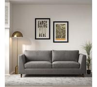 Claudia Angular Velvet 3 Seater Feather Sofa with Dark Wood Legs Elephant Grey