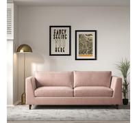 Claudia Angular Velvet 3 Seater Feather Sofa with Dark Wood Legs powder pink