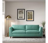 Claudia Angular Velvet 3 Seater Feather Sofa with Dark Wood Legs Teal