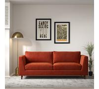 Claudia Angular Velvet 3 Seater Feather Sofa with Dark Wood Legs terracotta