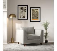 Claudia Angular Velvet Feather Armchair with Dark Wood Legs Dove Grey