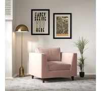 Claudia Angular Velvet Feather Armchair with Dark Wood Legs powder pink