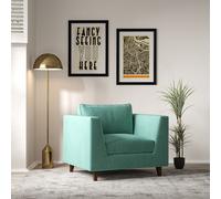 Claudia Angular Velvet Feather Armchair with Dark Wood Legs Teal