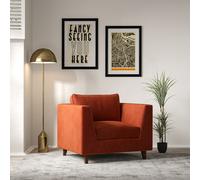 Claudia Angular Velvet Feather Armchair with Dark Wood Legs terracotta