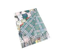 Claudia & Jason Cute Cat Animal Print Long Shawls Kitty Faces Scarf Wrap Pashmina For Cat Lovers (Green)