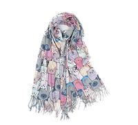 Claudia & Jason Cute Cat Animal Print Long Shawls Kitty Faces Scarf Wrap Pashmina (Grey)