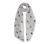 Claudia & Jason® Glitter Bumble Bees Busy Bee Print Fashion Scarf Wraps Shawl Soft Scarfs For Women (Grey)