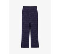 Claudie Pierlot Womens Bleus Checked Straight-leg Stretch-woven Trousers 10