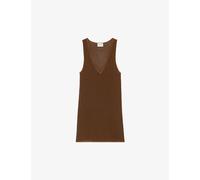 Claudie Pierlot Womens Bruns Stripe-weave Scoop-neck Knitted Vest Top M
