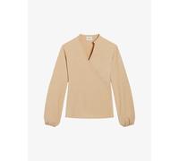 Claudie Pierlot Womens Naturels Wrap-front Side-tie Cotton Blouse 6