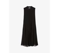 Claudie Pierlot Womens Noir / Gris Maryli Pleated-skirt Woven Midi Dress M