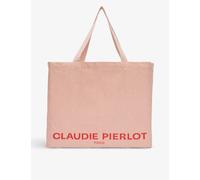Claudie Pierlot Womens Roses Logo-print Oversized Recycled Cotton-blend Tote Bag 39.5x49x11.5cm