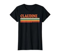 Claudine Retro Personalized First Name Vintage Stripes Value Graphic T-Shirt, Women, Black, S
