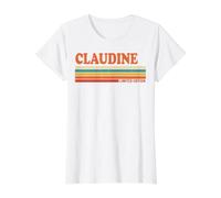 Claudine Retro Personalized First Name Vintage Stripes Value Graphic T-Shirt, Women, White, L