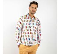 Claudio Lugli Abstract Printed Feathers Print Shirt - White - 6XL