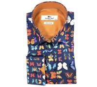 Claudio Lugli Butterfly Flutter Print Shirt-Large-Navy