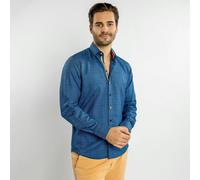 Claudio Lugli Classic Brush Cotton Shirt with Multicoloured Stripe Insert - Navy - XL