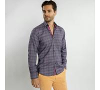 Claudio Lugli Classic Brush Cotton Shirt with Multicoloured Stripe Insert - Purple - XXL