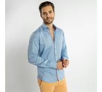 Claudio Lugli Classic Brush Cotton Shirt with Multicoloured Stripe Insert - Sky - XL