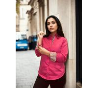 Claudio Lugli Classic Womens Plain Shirt with Houndstooth Insert - Fuchsia - 16.0