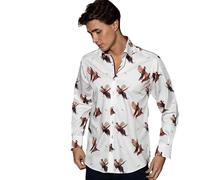 Claudio Lugli Courtship Pheasants Print Shirt-White-Medium