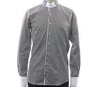Claudio Lugli - CP5690 - Black - Striped Short Round Double Collar Shirt: Medium