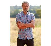 Claudio Lugli Guitar Stripe Print Short Sleeve Shirt - Navy - XL