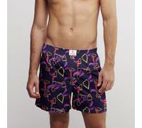 CLAUDIO LUGLI Heart Cotton Poplin Print Boxer Shorts in Black | Size: XL CLAUDIO LUGLI Black XL