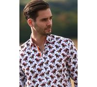 Claudio Lugli Horse Race Print Shirt - White - 4XL