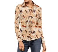 Claudio Lugli Horses & Bridles Womens Print Shirt - Brown - 22.0