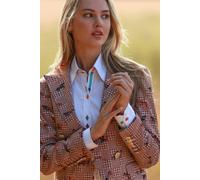 Claudio Lugli HOUNDSTOOTH AND MUSTANGS DOUBLE BREASTED PRINTED WOMENS JACKET - Beige - 14.0