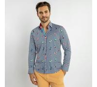 Claudio Lugli Hummingbird Striped Print Shirt - 6XL - Navy