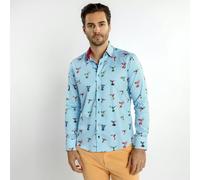 Claudio Lugli Hummingbird Striped Print Shirt - Large - Blue