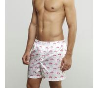 Claudio Lugli Kissing Flamingo Poplin Cotton Printed Boxer Shorts - White - XXL